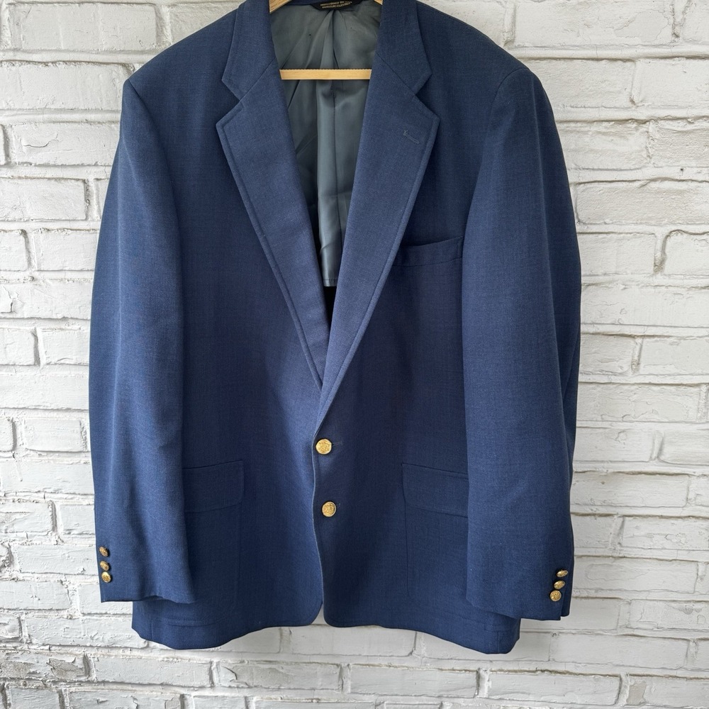 Vintage John Weitz Men's Blazer Sport Coat‎ Wool Light Blue Jacket Size 48